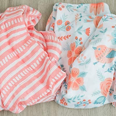 2 - Pack Sunrise Bloom Muslin Swaddle Blankets - N/A