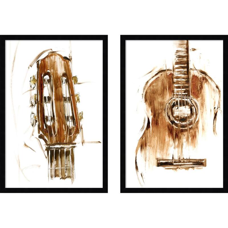 Instrumental No. 1 & No. 2 - 2 Piece by Ethan Harper Framed Wall Art Prints - Svelte Noir Black