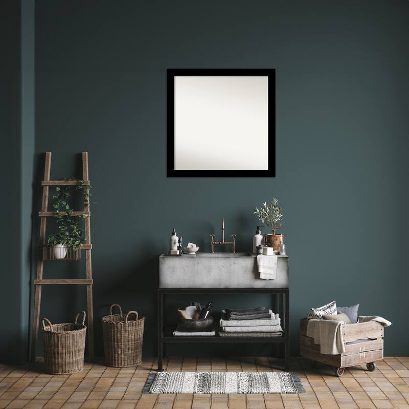 Brushed Non-Beveled Framed Bathroom Vanity Wall Mirror - Brushed Black