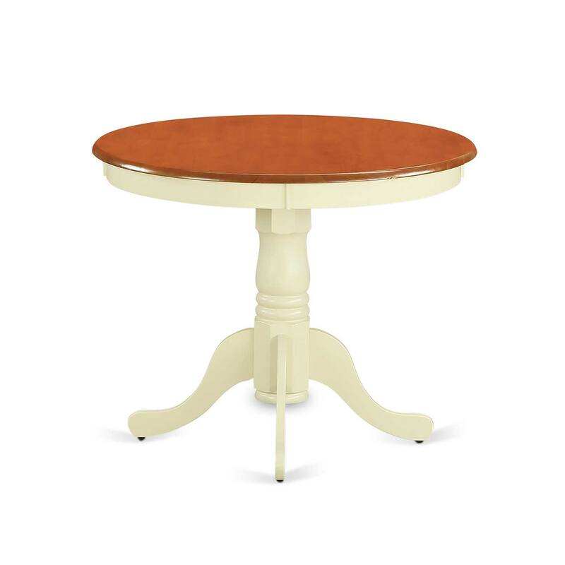 HomeStock 5-Piece Round Buttermilk and Cherry Finish Solid Wood Top Dining table with 4 Chairs