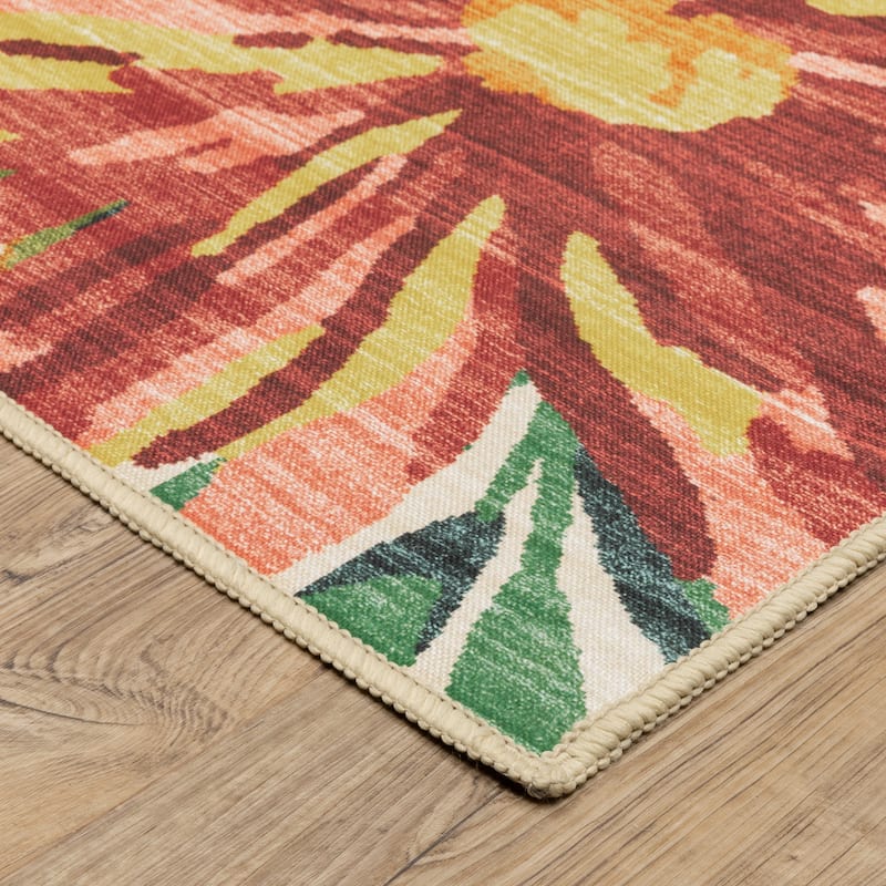 Style Haven Flores Tropical Beige/Multi Indoor-Outdoor Washable Rug