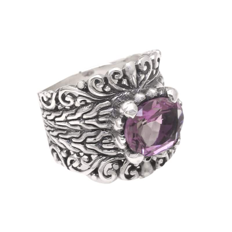 Novica Handmade Promenade Amethyst Cocktail Ring