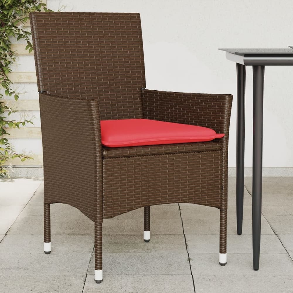 vidaXL Patio Chairs with Cushions 2 pcs Poly Rattan