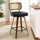 preview thumbnail 155 of 199, 26"/29" Swivel Bar Stools/ Counter Stools with Bentwood Legs Single - Black-Rattan Back - Counter Height