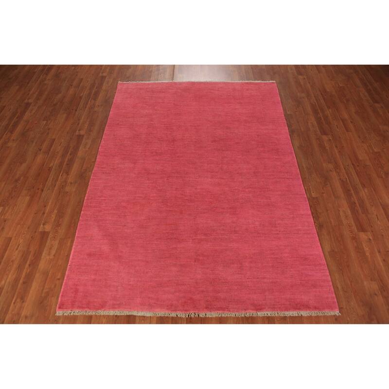 Pink Modern Gabbeh Oriental Area Rug Handmade Tribal Wool Carpet - 5'6" x 7'10"