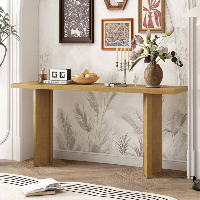63" Console Table with Pine Wood for Living Room Study or Dining Room