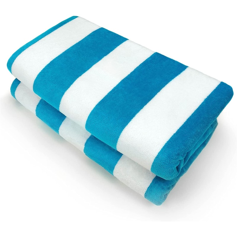 3 Piece Set Cabana Stripe, Two Beach Towel Set 32 x 62 Plus a Striped Beach Bag