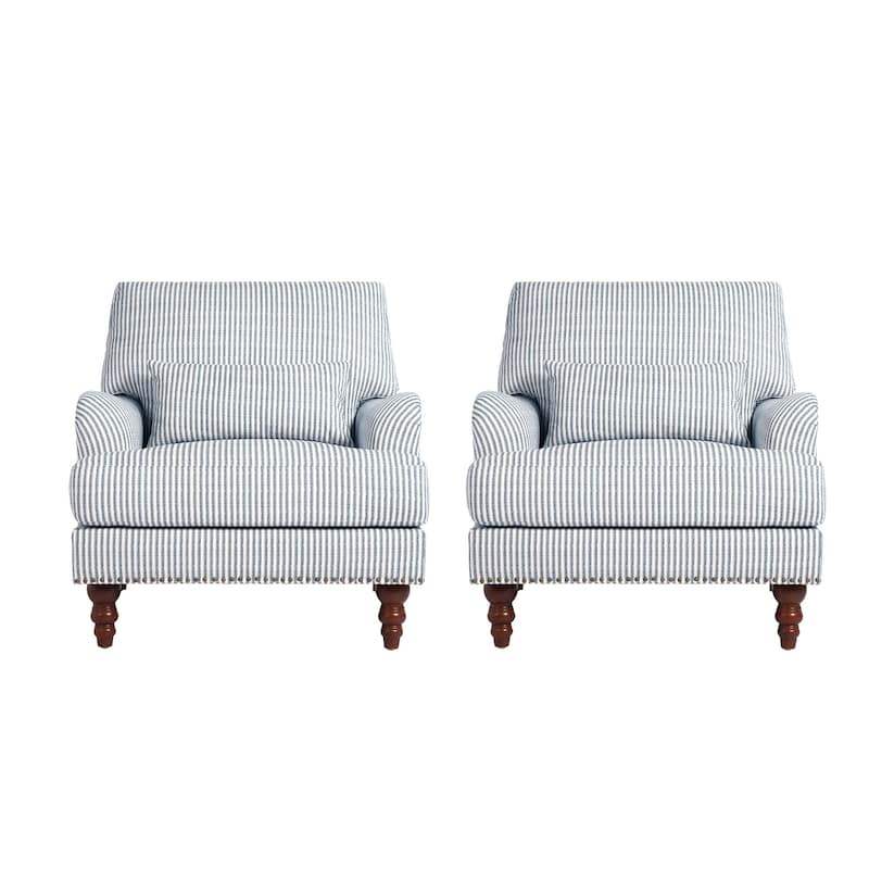 Set of 2 Mid Century Chenille Upholstered Accent Chairs
