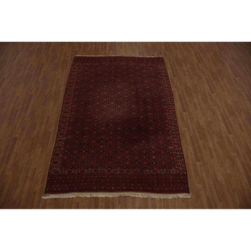 Hand Knotted Oriental 100% Wool Carpet Traditional All-Over Red Sumak Area Rug - 10' 7'' X 6' 9''
