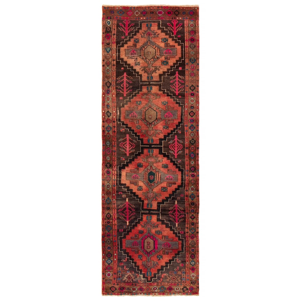 ECARPETGALLERY Hand-knotted Andelz Black, Copper Wool Rug - 3'1 x 9'5