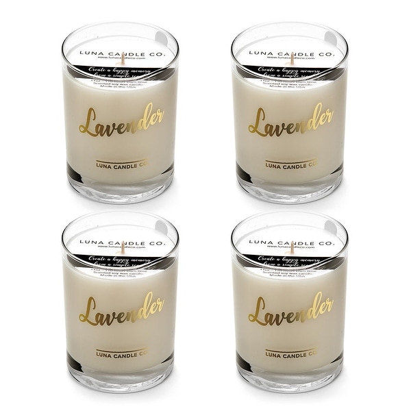 Lavender Aromatherapy Candle, 11oz Glass, Soy Wax, Slow Burn (4 Pack)