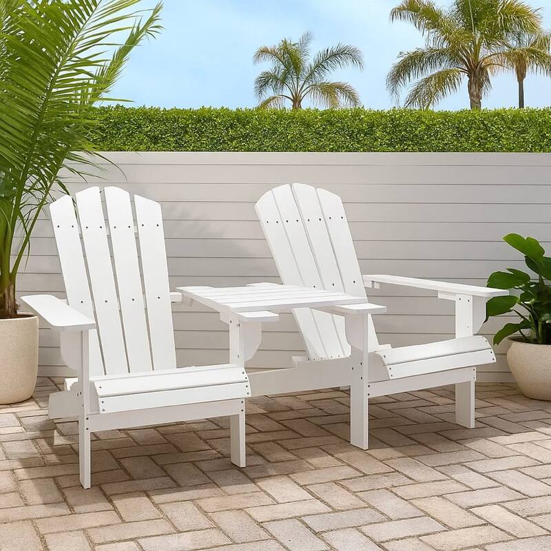 Adirondack Garden Chair, White Solid Fir Wood Frame, Slatted Panels