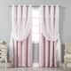 Aurora Home Attached Valance Sheer and Blackout 4-piece Panel Pair - 52"W x 96"L - Light Pink