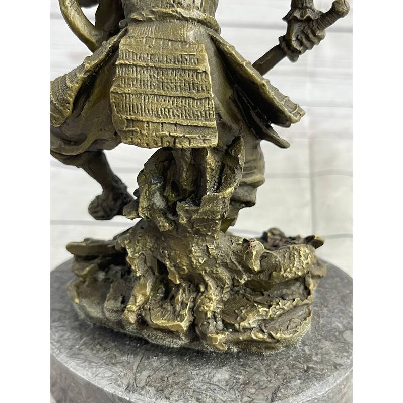 Japanese Samurai Warrior Bronze Statue Sculpture Figure Signed Original 9 Inches X 5 Inches