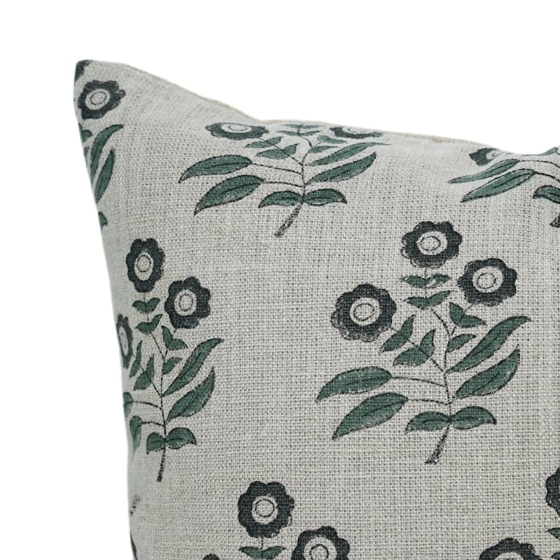 Linen Farmhouse Block print pillow Cover - Neha