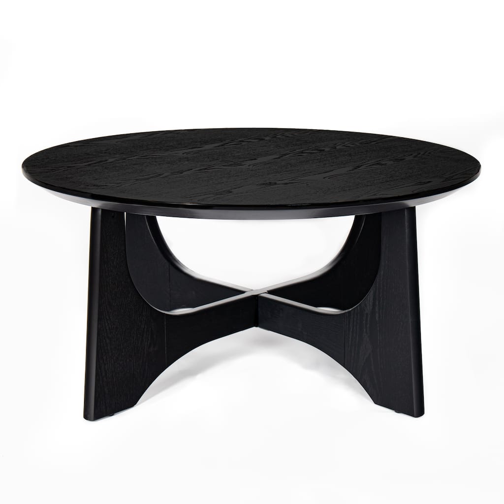 36'' Round Coffee Table Modern Wooden Coffee Tables With Cross Legs Home Furniture For Living Room Bedroom Reception Room