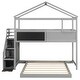 preview thumbnail 10 of 17, Gray Twin over Full Pine Wood House Bunk Bed with Storage Staircase