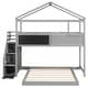 preview thumbnail 10 of 17, Modern Twin Over Full House Bunk Bed With Storage Staircase And Blackboard,Sturdy Frame for Bedroom