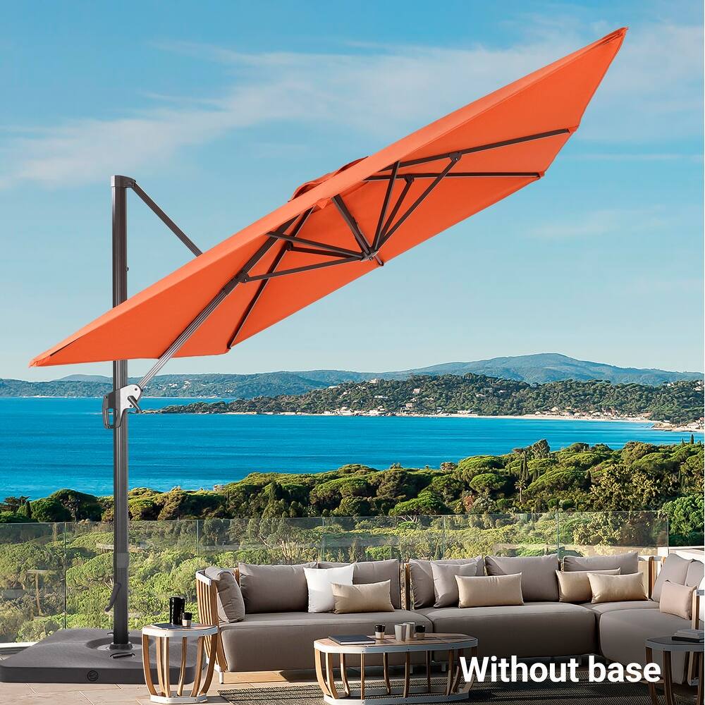 LIVOOSUN 11.5x9ft Rectangle Cantilever Patio Umbrella w/Cross Base