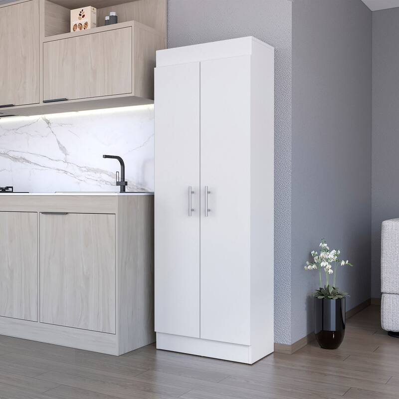 5-Shelf Tall Pantry Storage Cabinet, 66.8" with Chic Handles for Kitchen Organization