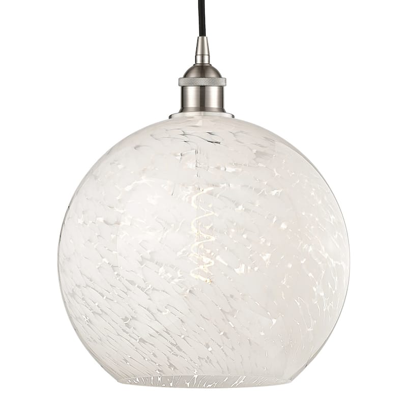 Innovations Lighting 616-1P 14 12 White Mouchette Pendant White - Brushed Satin Nickel