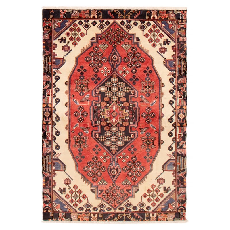 ECARPETGALLERY Hand-knotted Anadol Red Wool Rug - 4'3 x 6'4 - Red - 4'3 x 6'4