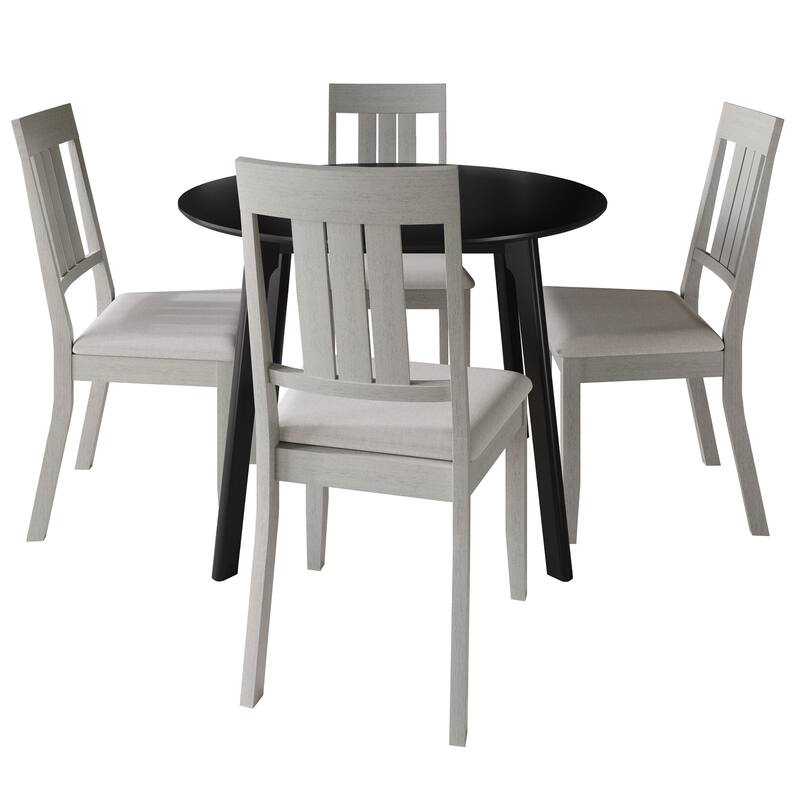 CraftPorch Classic 4-Piece Chair and Round Table Wooden Dining Set - White
