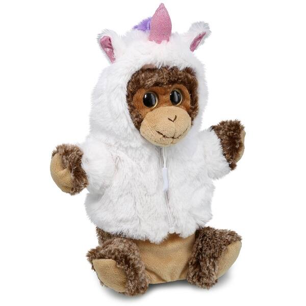 slide 2 of 6, DolliBu Monkey Unicorn Plush Stuffed Animal Hand Puppet Toy - 9 inches