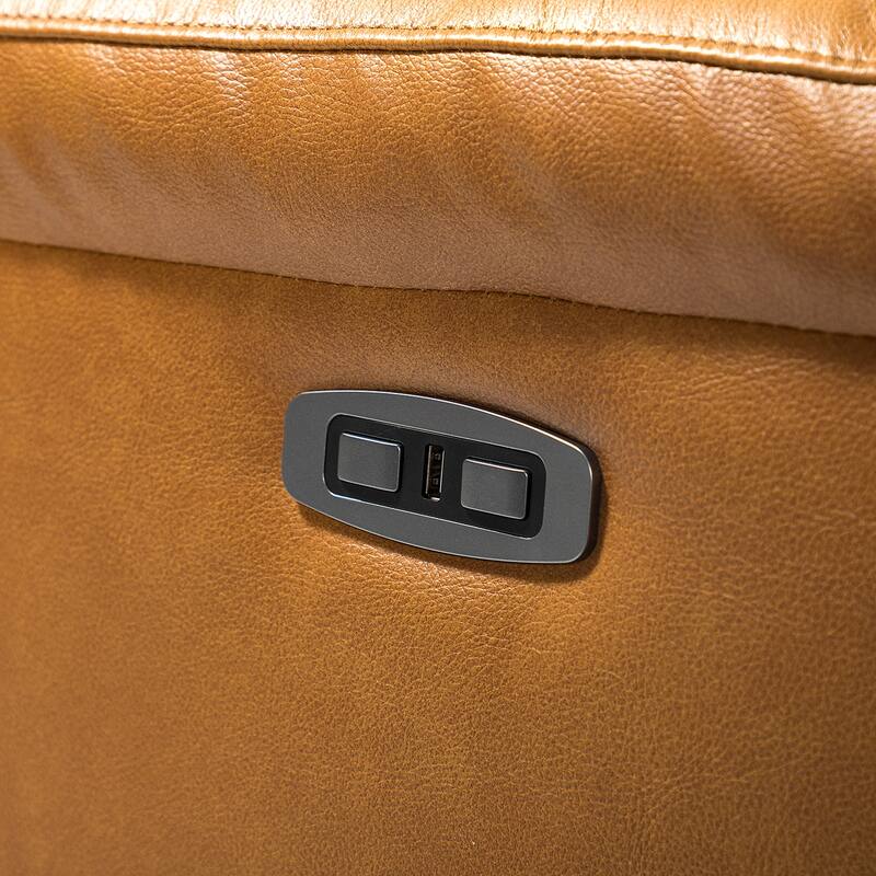Eliseo Genuine Leather Power Recliner with USB Port and Wingback Design