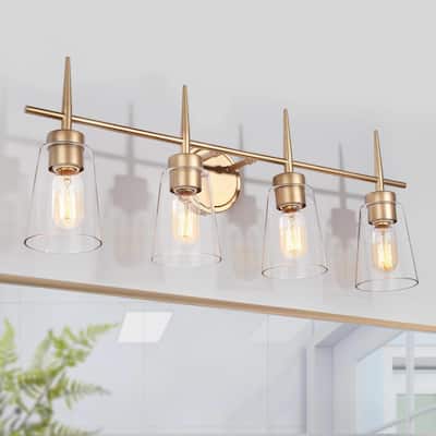 Ciare Modern Gold Bathroom Vanity Light Linear Wall Sconces with Clear Glass Shade - L 28.3"* W 5.5"* H 11"