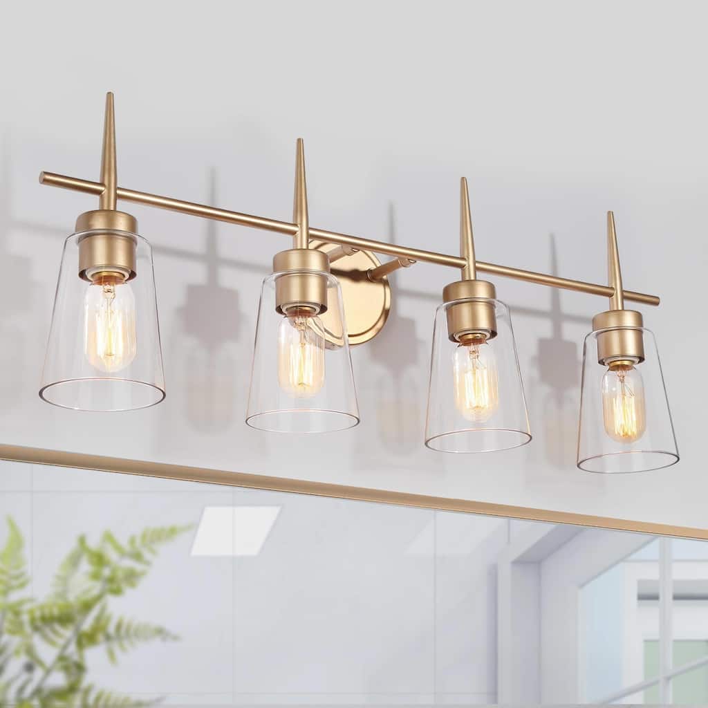 Ciare Modern Gold Bathroom Vanity Light Linear Wall Sconces with Clear Glass Shade - L 28.3"* W 5.5"* H 11"