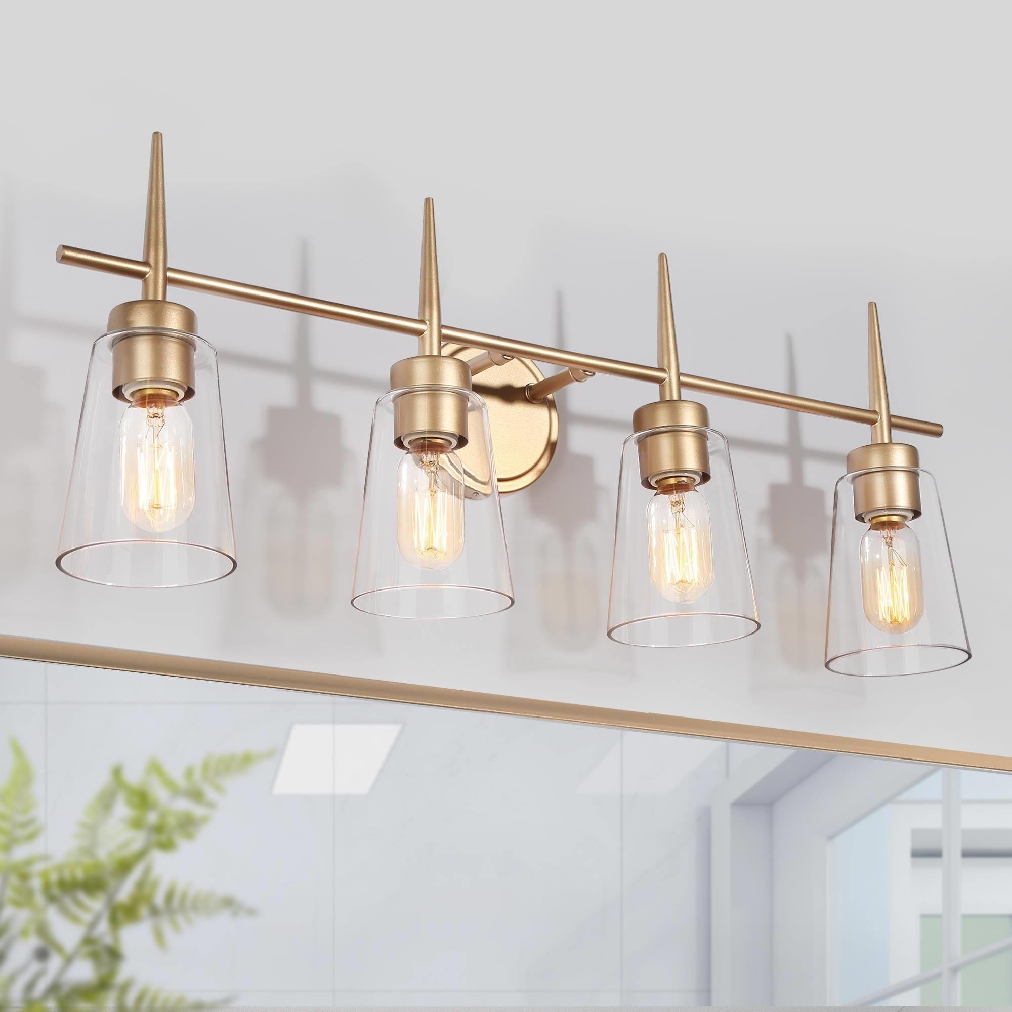 Ciare Modern Gold Bathroom Vanity Light Linear Wall Sconces with Clear Glass Shade - L 28.3"* W 5.5"* H 11"