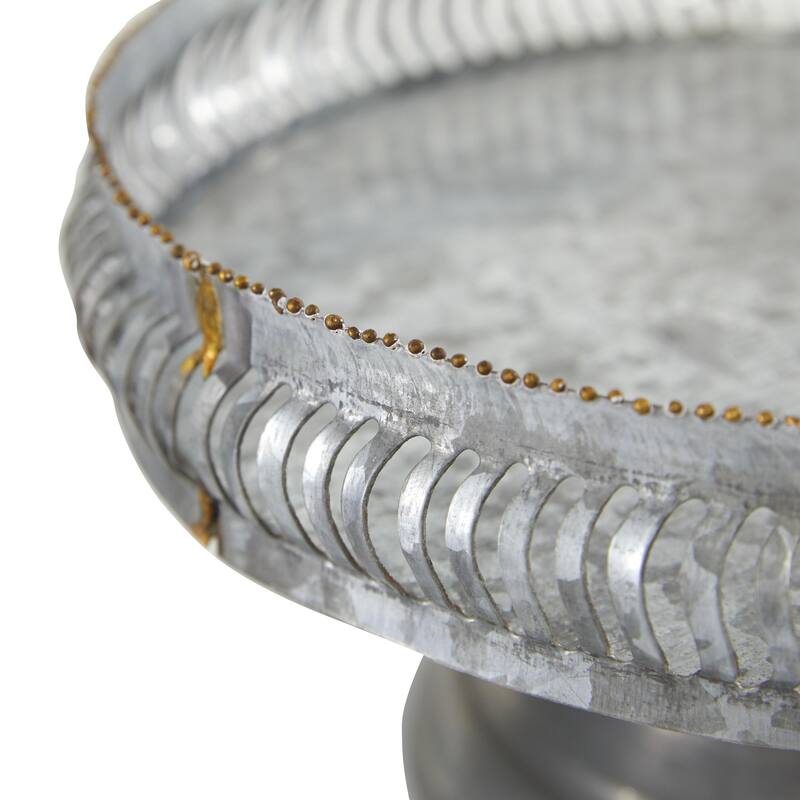 Metal Galvanized Cake Stand - Set of 2 Gray - Roche River Decor