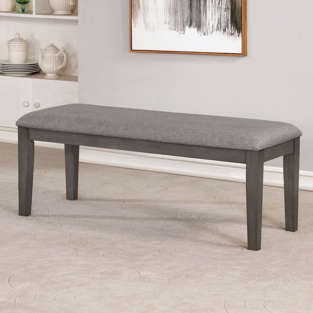 Park House Transitional Grey Linen Fabric Padded Bench by The Gray Barn
