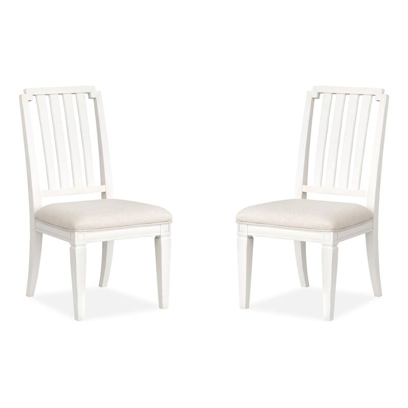 Magnussen Home Willowbrook Egg Shell White Upholstered Side Chair Two Pack - 20''W x 23.63''D x 40''H - 20''W x 23.63''D x 40''H - Set of 2 - Egg Shell White - Dining Height