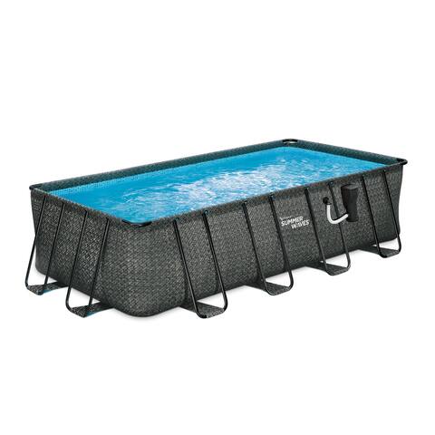 Summer Waves 18ft x 9ft x 52in Above Ground Rectangle Frame Swimming Pool Set - 280.5