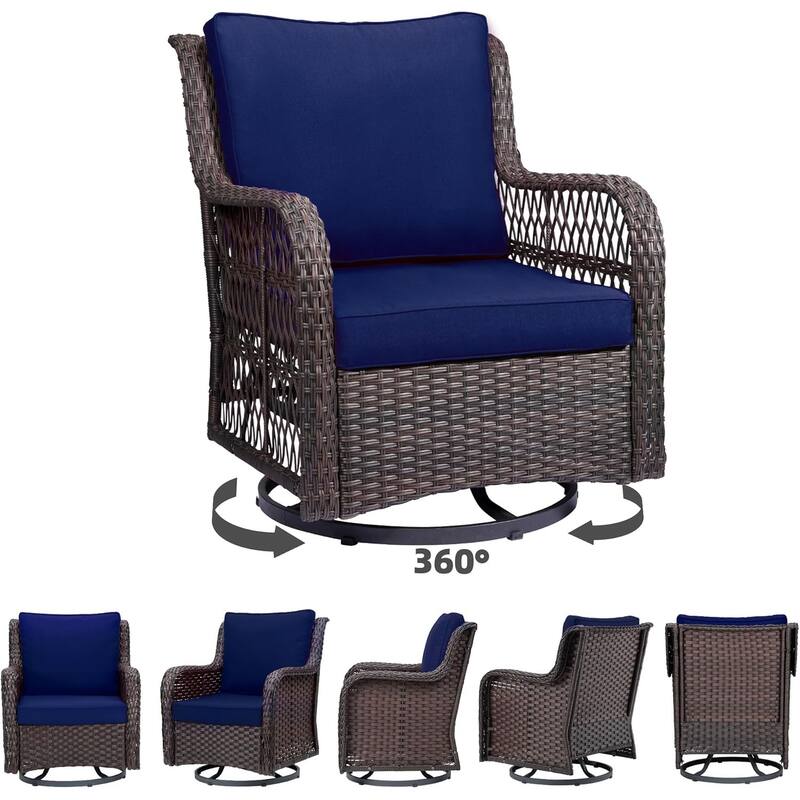 3 Pieces Outdoor Swivel Wicker Glider Patio Chairs with Table Set