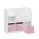 preview thumbnail 2 of 20, Kids Bookcase and Bookshelf, Multifunctional Bookcase with 3 Collapsible Fabric Drawers - White&Pink