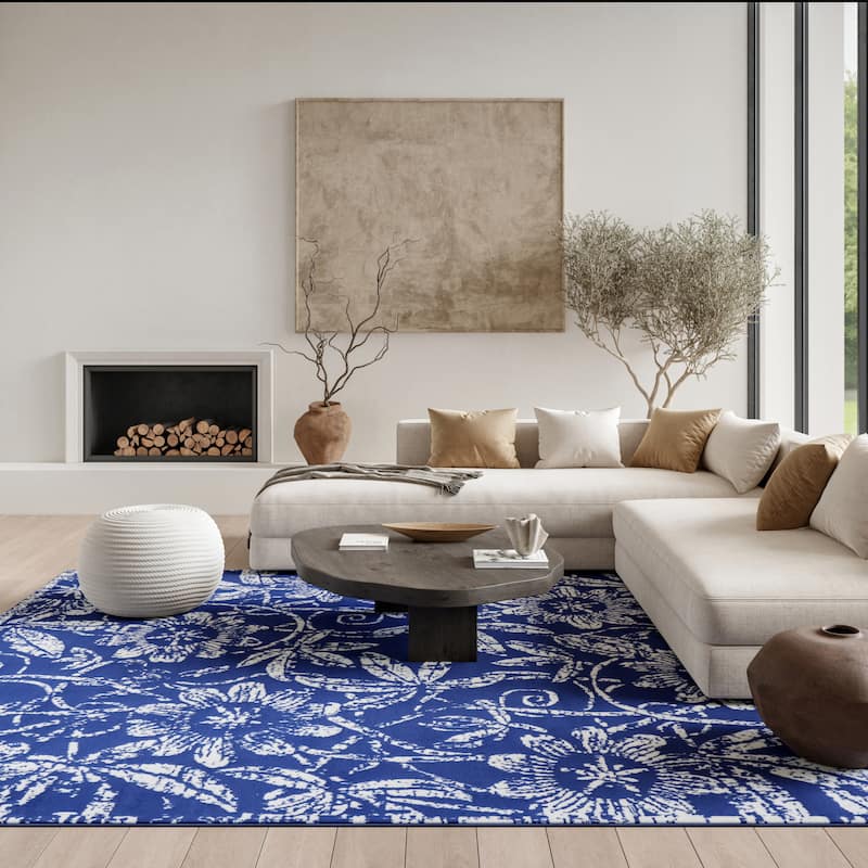 Nourison Whimsicle Country Farmhouse Floral Area Rug - 6' x 9' - Navy