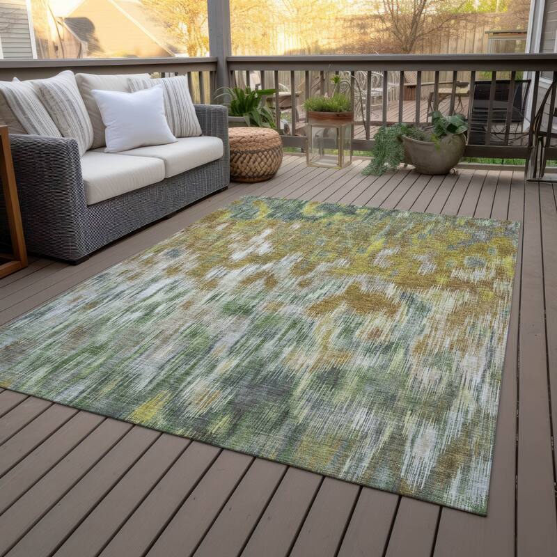 Machine Washable Indoor/Outdoor Modern Watercolor Chantille Rug