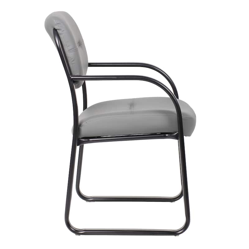 Boss Leather Sled Base Side Chair