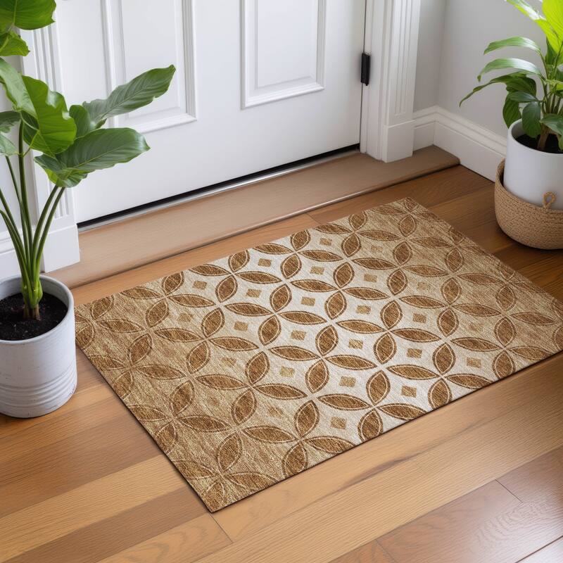 Machine Washable Indoor/ Outdoor Modern Gia Chantille Rug