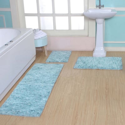 Home Weavers Cloud Comfort 100% Microfiber Bath Rug Set, Water Absorbent Soft Microfiber Shaggy Mat Machine Washable - 3Pc Set