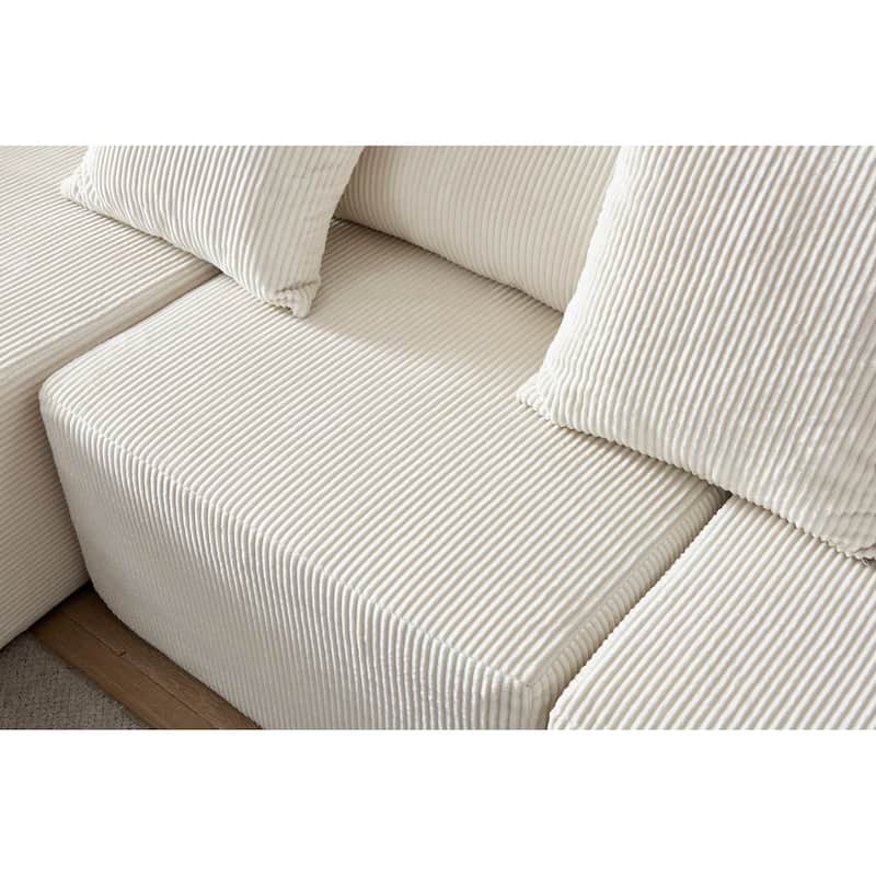 Modern Modular Sectional Sofa with Striped Corduroy and Foam Cushion, for Living Room and Guest Room