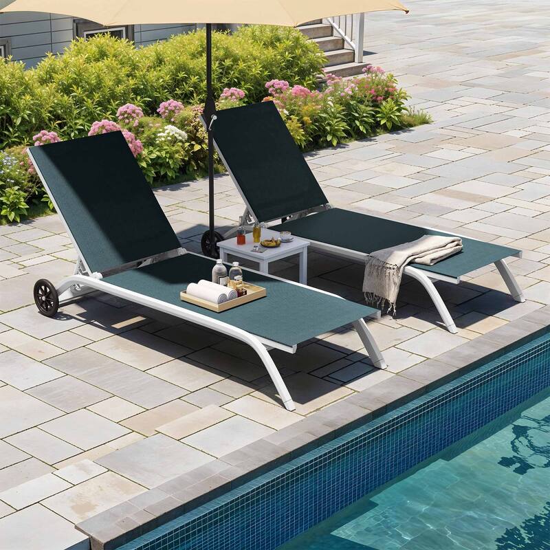 63.6" Long Reclining Chaise Lounge with Wheels