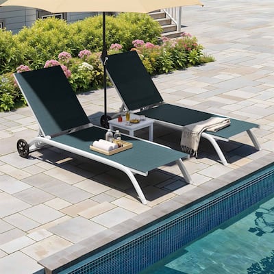 63.6" Long Reclining Chaise Lounge with Wheels
