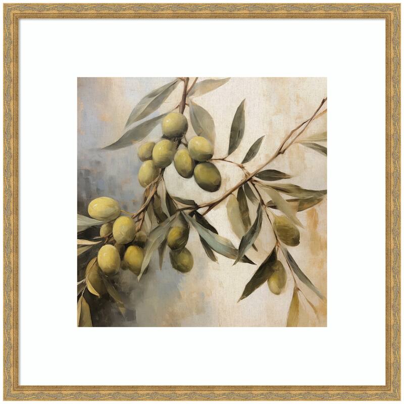 Kate and Laurel Olive Tree by The Creative Bunch Studio Framed Wall Art Print - 26 x 26 - Gold