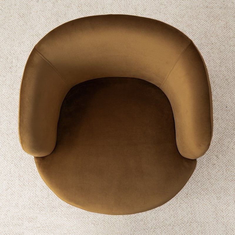 26.5" Wide Velvet Small Swivel Barrel Accent Chair