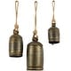 preview thumbnail 74 of 77, Gold, Gray, Bronze, Black or Red Metal Tibetan Inspired Decorative Cow Bells with Jute Hanging Rope (Set of 3)