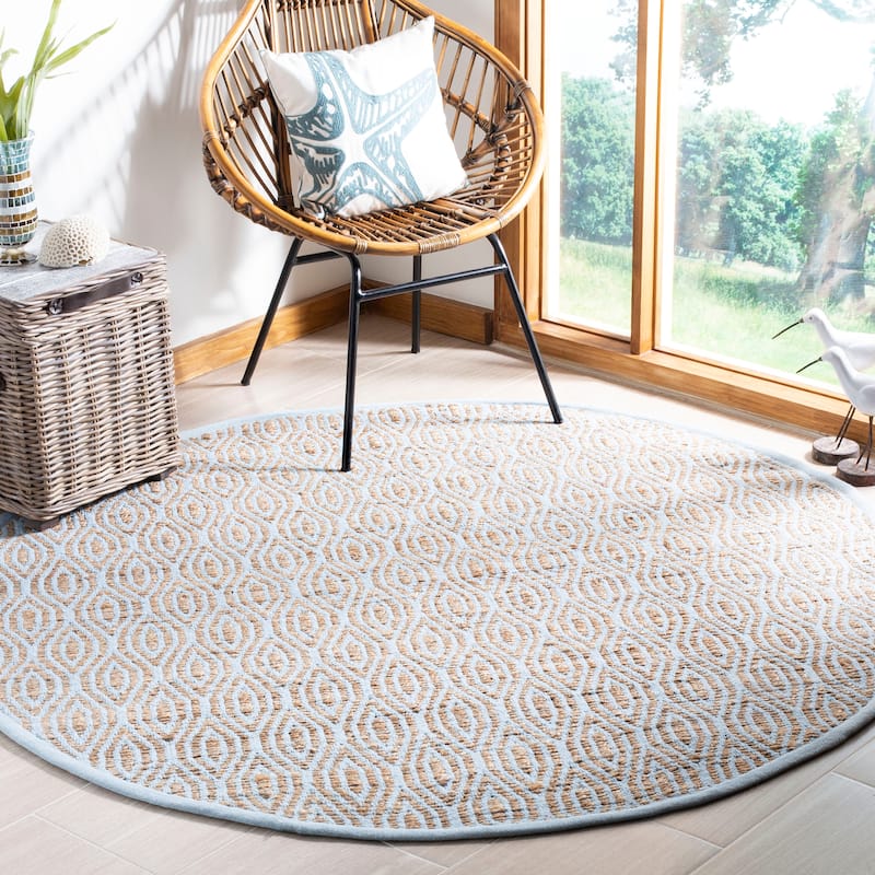 SAFAVIEH Handmade Cape Cod Ursulina Coastal Jute Rug - 6' Round - Silver/Natural